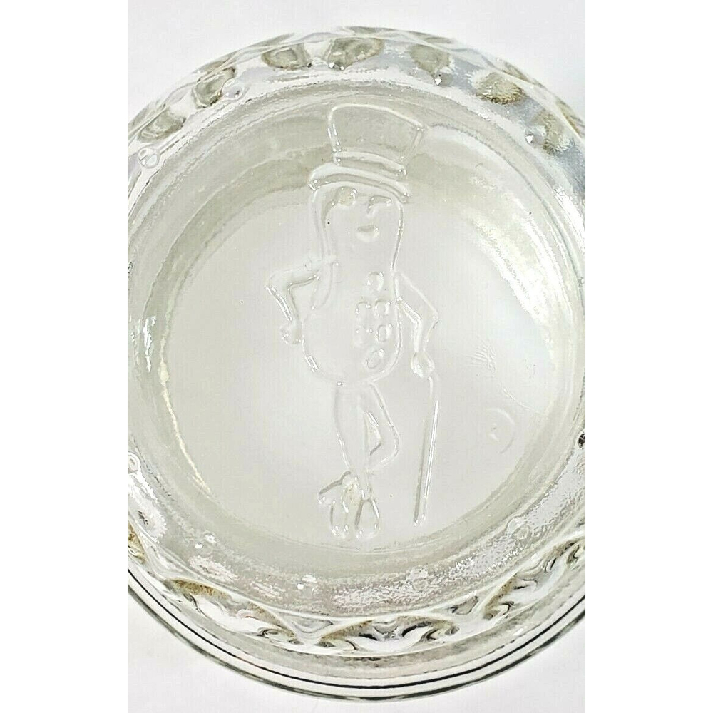 Vintage 1984 Planters Mr. Peanut Glass Jar w Lid Diamond Pattern Canister 7.75”
